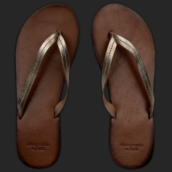 Abercrombie & Fitch Metallic Leather Flip-Flop NEW - last pair - Picture 1 of 2